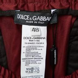 مملوكة مسبقًا Dolce & Gabbana Maroon Cotton Elasticised Waist Trousers M
