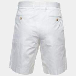 Pre Owned شورت دولتشي أند غابانا قطن أبيض بطيّات مع تعليق DG مقاس وسط 35 بوصة  مقاس متوسط