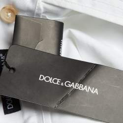 Pre Owned شورت دولتشي أند غابانا قطن أبيض بطيّات مع تعليق DG مقاس وسط 35 بوصة  مقاس متوسط