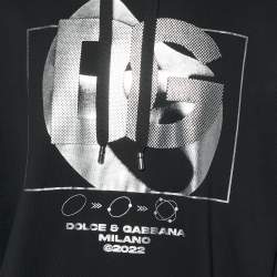 Pre Owned Dolce & Gabbana x UNXD Black DG Logo Print Jersey Hoodie XL