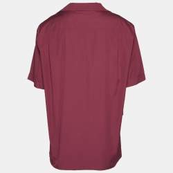 Pre Owned Dolce & Gabbana Burgundy Cotton Bowling Shirt 3XL