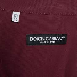 Pre Owned Dolce & Gabbana Burgundy Cotton Bowling Shirt 3XL