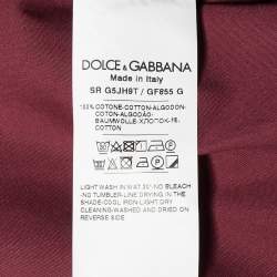 Pre Owned Dolce & Gabbana Burgundy Cotton Bowling Shirt 3XL