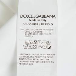 مملوكة مسبقًا قميص دولتشي أند غابانا كتان أبيض نصف كم مقاس ثلاث مرات كبير جداً