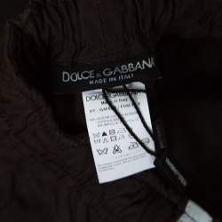Pre Owned Dolce & Gabbana Brown Cotton Side Stripe Detail Elastcized Waist Pants S