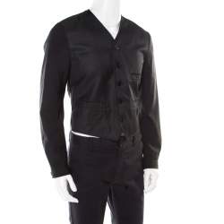 Pre Owned Dolce & Gabbana Charcoal Grey Wool Waistcoat Style Blazer S