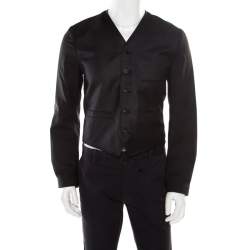 Pre Owned Dolce & Gabbana Charcoal Grey Wool Waistcoat Style Blazer S