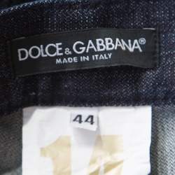 Pre Owned Dolce & Gabbana 14 Gold Indigo Dark Wash Denim Straight Fit Jeans XS