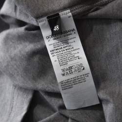 مملوكة مسبقًا تي شيرت دولتشي أند غابانا جيرسيه قطن رصاصي تاج مطرز M