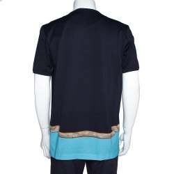 Pre Owned تي شيرت دولتشي أند غابانا قطن مطبوع برينسيبي دي سيسيليا أزرق كحلي مقاس كبير جداً جداً جداً (اكس اكس اكس لارج)