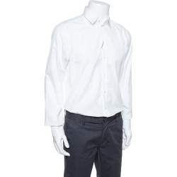 Pre Owned قميص دولتشي أند غابانا أزرار أمامية أكمام طويلة قطن أبيض كبير جدا