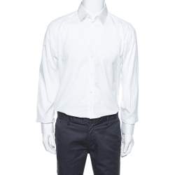 Pre Owned قميص دولتشي أند غابانا أزرار أمامية أكمام طويلة قطن أبيض كبير جدا