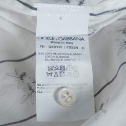 Pre Owned Dolce & Gabbana White Cotton Bee Print Long Sleeve Button Front Shirt M