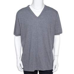 Pre Owned تي شيرت دولتشي أند غابانا رقبة حرف تي قطن ميلاغن رمادي كبير جدا جدا جدا جدا جدا