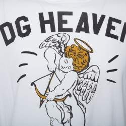 Pre Owned Dolce & Gabbana White DG Heaven Printed Cotton Crewneck T-Shirt L
