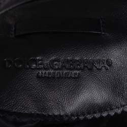 Pre Owned Dolce & Gabbana Navy Blue Leather Quilted Lined Biker Jacket M