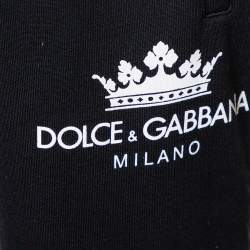 Pre Owned Dolce & Gabbana Black Knit Striped Trim Detail Track Pants S