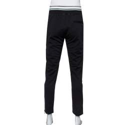 Pre Owned Dolce & Gabbana Black Knit Striped Trim Detail Track Pants S