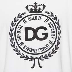 Pre Owned تي شيرت دولتشي أند غابانا رقبة مستديرة قطن شارة شعار الماركة دي جي أبيض مقاس كبير (لارج)