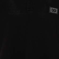 Pre Owned Dolce & Gabbana Black Cotton Pique Logo Patch Detail Polo T-Shirt L