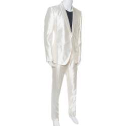 Pre Owned بذلة دولتشي أند غابانا مارتيني حرير كريمي مقاس كبير جاً (اكس لارج)