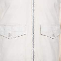 Pre Owned جاكيت دولتشي أند غابانا جلد تمساح أبيض بسحاب أمامي مقاس كبير جدًا - إكس لارج