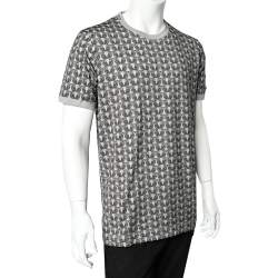 Pre Owned Dolce & Gabbana Grey Owl Printed Cotton Crewneck T-Shirt XXL
