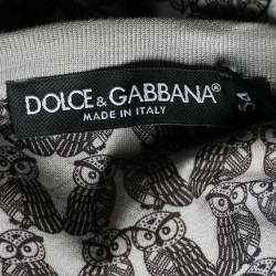 Pre Owned Dolce & Gabbana Grey Owl Printed Cotton Crewneck T-Shirt XXL
