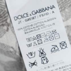 Pre Owned Dolce & Gabbana Grey Owl Printed Cotton Crewneck T-Shirt XXL