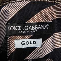 مملوكة مسبقًا Dolce & Gabbana Brown Diagonal Striped Cotton Contrast Silk Collared Shirt L