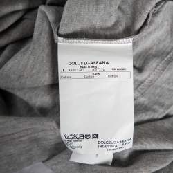 Pre Owned Dolce & Gabbana Grey Jersey Contrast Trim Button Down T-Shirt M