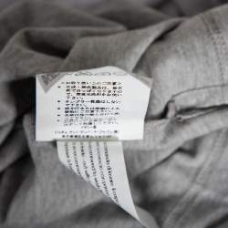 Pre Owned Dolce & Gabbana Grey Jersey Contrast Trim Button Down T-Shirt M