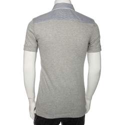 Pre Owned Dolce & Gabbana Grey Jersey Contrast Trim Button Down T-Shirt M