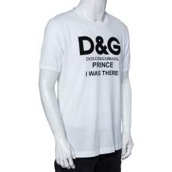 مملوكة مسبقًا Dolce & Gabbana White Printed Cotton Short Sleeve T-Shirt L