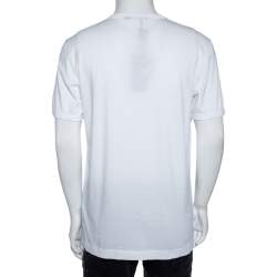 مملوكة مسبقًا Dolce & Gabbana White Printed Cotton Short Sleeve T-Shirt L