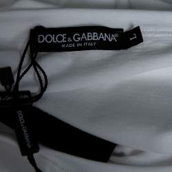 مملوكة مسبقًا Dolce & Gabbana White Printed Cotton Short Sleeve T-Shirt L