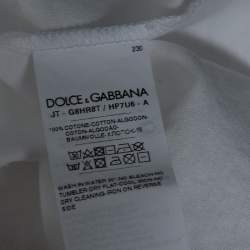 مملوكة مسبقًا Dolce & Gabbana White Printed Cotton Short Sleeve T-Shirt L