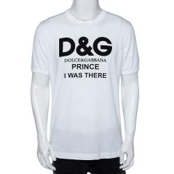 مملوكة مسبقًا Dolce & Gabbana White Printed Cotton Short Sleeve T-Shirt L