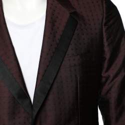 Pre Owned جاكيت بليزر دولتشي أند غابانا صوف بولكا دوت عنابي صدرية واحدة مقاس وسط (ميديوم)