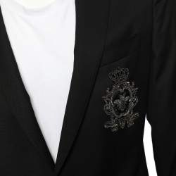 مملوكة مسبقًا Dolce & Gabbana Black Wool Bee Crest Embellished Martini Blazer M