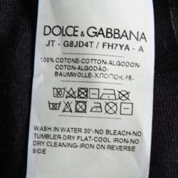 Pre Owned Dolce & Gabbana Midnight Blue Floral Printed Cotton Crewneck T-Shirt XL