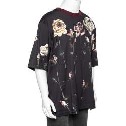 Pre Owned Dolce & Gabbana Midnight Blue Floral Printed Cotton Crewneck T-Shirt XL