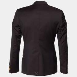 Pre Owned Dolce & Gabbana Dark Purple Wool Button Front Martini Blazer M