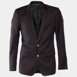 Pre Owned Dolce & Gabbana Dark Purple Wool Button Front Martini Blazer M