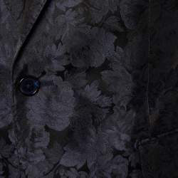 Pre Owned Dolce & Gabbana Black Floral Pattern Silk Martini Blazer M