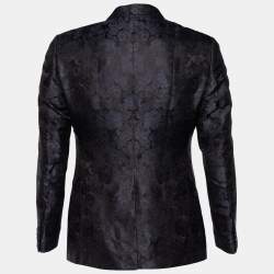 Pre Owned Dolce & Gabbana Black Floral Pattern Silk Martini Blazer M