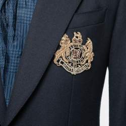 Pre Owned Dolce & Gabbana Navy Blue Wool Logo-Badge Blazer M