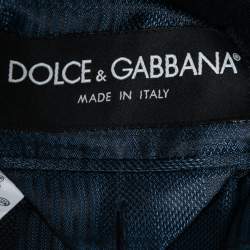 Pre Owned Dolce & Gabbana Navy Blue Wool Logo-Badge Blazer M