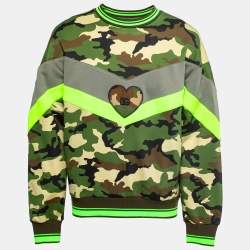 Pre Owned Dolce & Gabbana Green Camouflage Cotton Logo Plaque Sweatshirt M
