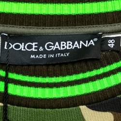 Dolce & Gabbana Green Camouflage Cotton Logo Plaque Sweatshirt M